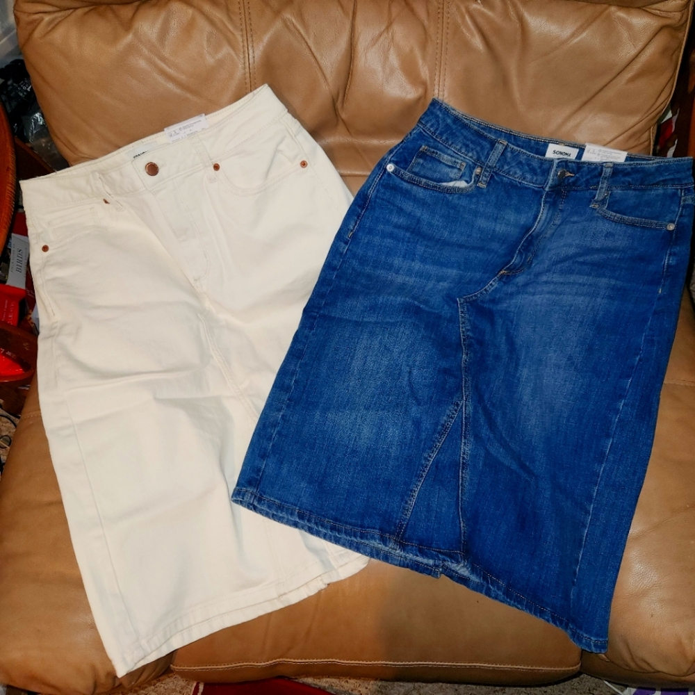 Denim and Cream Skirt Set Size 10 NWT